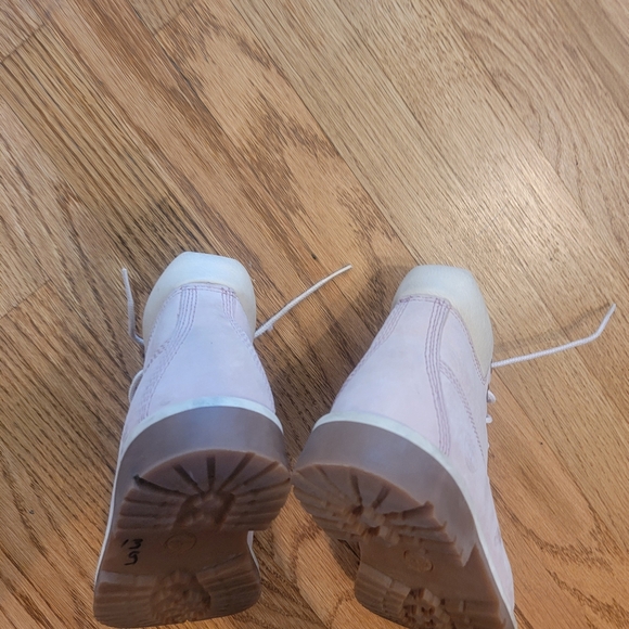 Timberland Premium Waterproof Classic Light Pink Junior Combat Hiking Boots - Picture 8 of 10